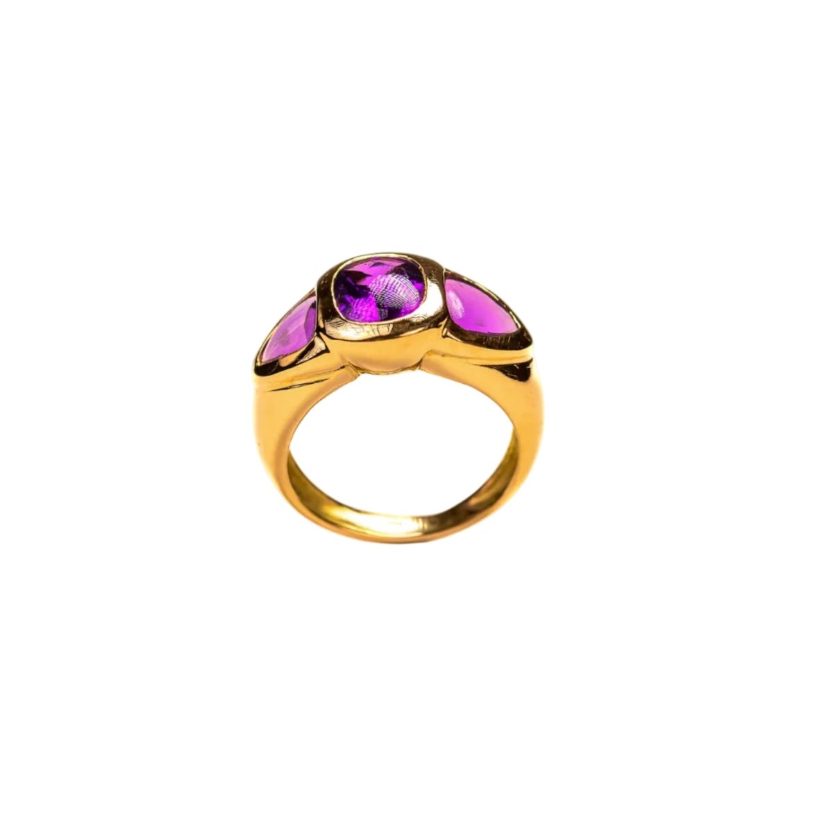 Bague Bandeau en or jaune et améthystes - Castafiore
