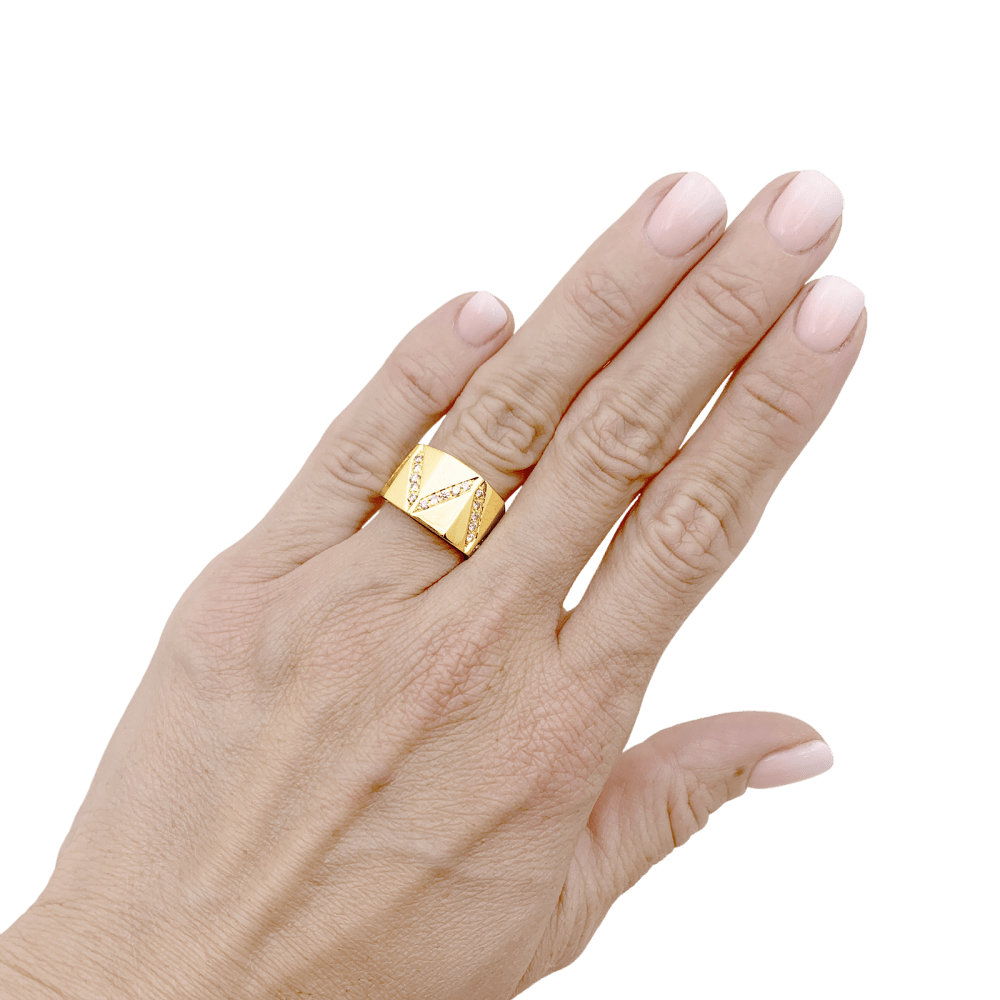 Bague bandeau en or jaune et diamant - Castafiore