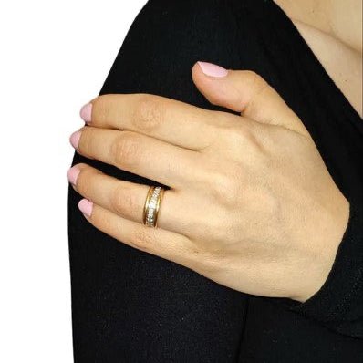 Bague Bandeau en or jaune et diamants - Castafiore