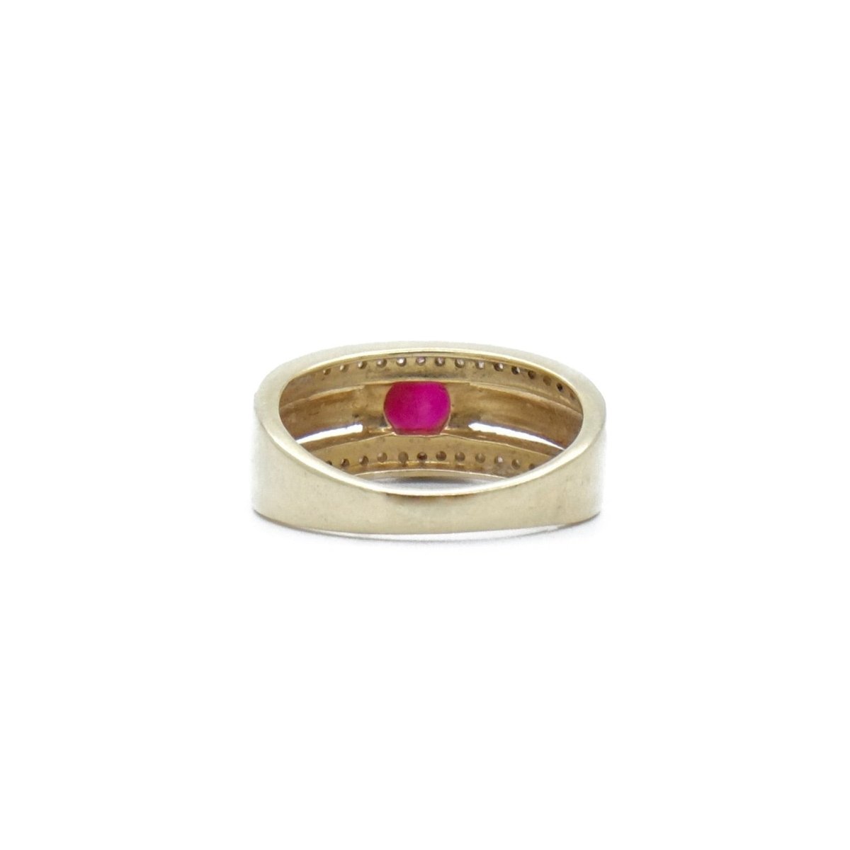 Bague bandeau en or jaune et or gris avec rubis et diamants - Castafiore