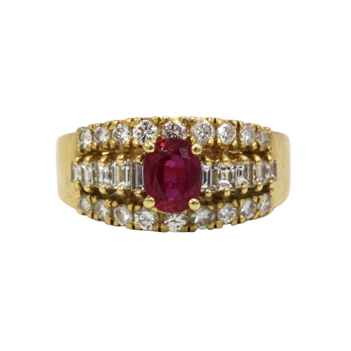 Bague Bandeau en or jaune, rubis et diamants - Castafiore