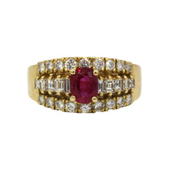 Bague Bandeau en or jaune, rubis et diamants - Castafiore