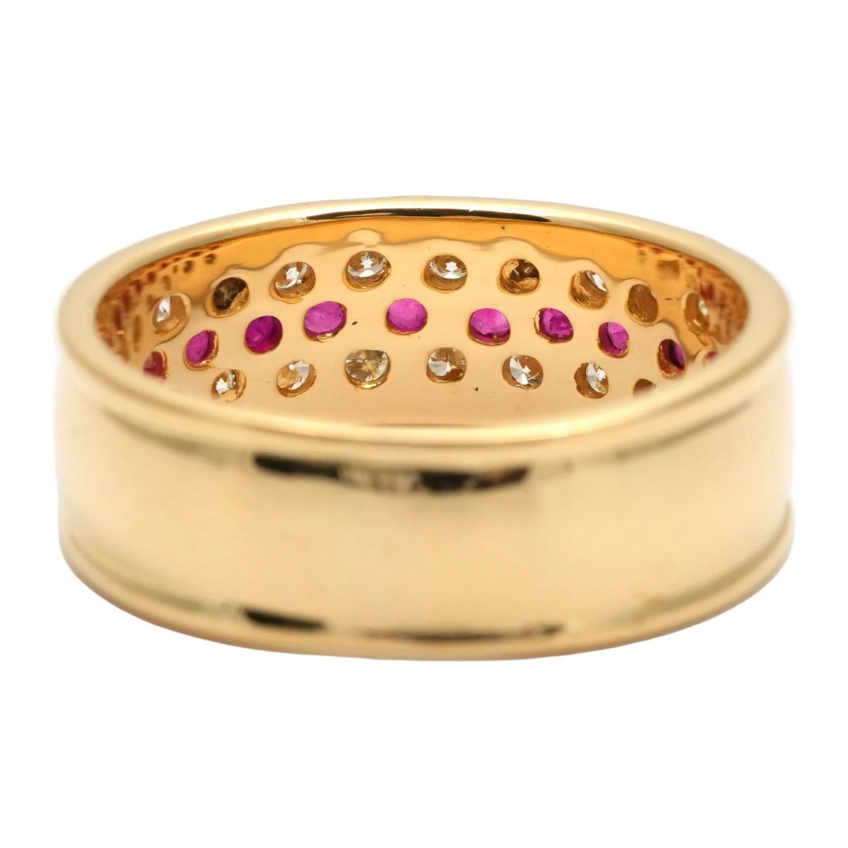 Bague Bandeau en or jaune, rubis et diamants - Castafiore