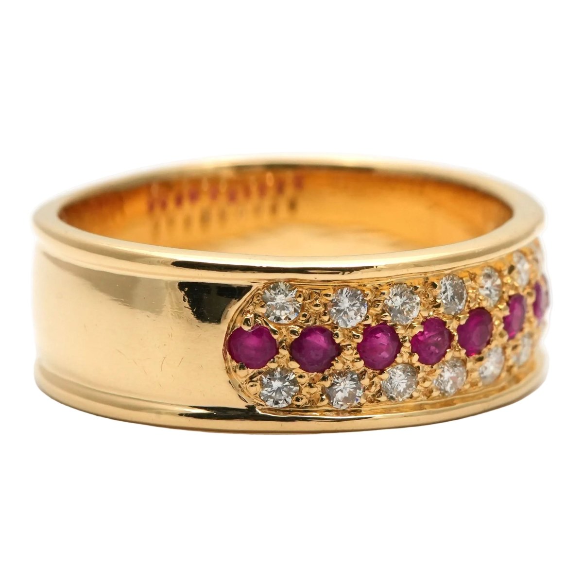 Bague Bandeau en or jaune, rubis et diamants - Castafiore