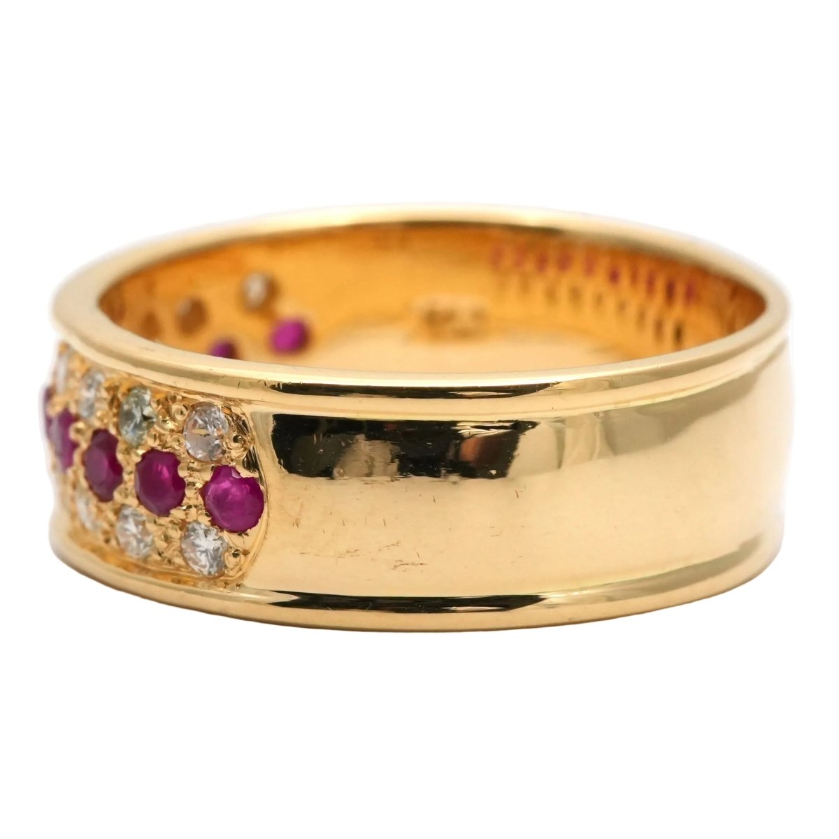 Bague Bandeau en or jaune, rubis et diamants - Castafiore