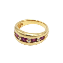 Bague Bandeau en or jaune, rubis et diamants - Castafiore