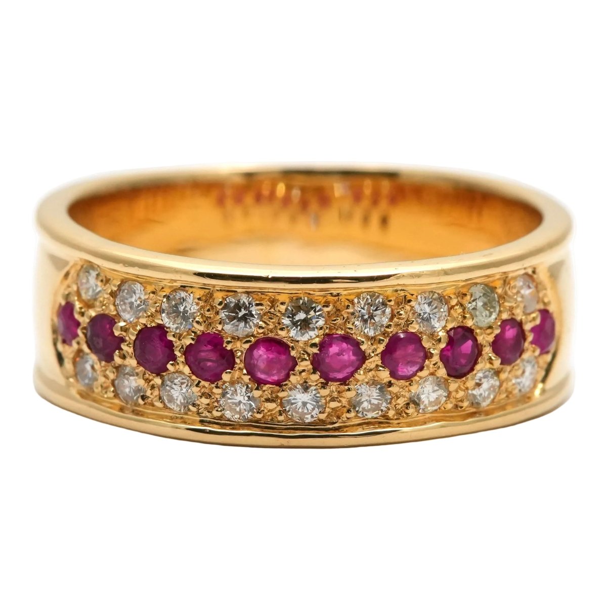 Bague Bandeau en or jaune, rubis et diamants - Castafiore