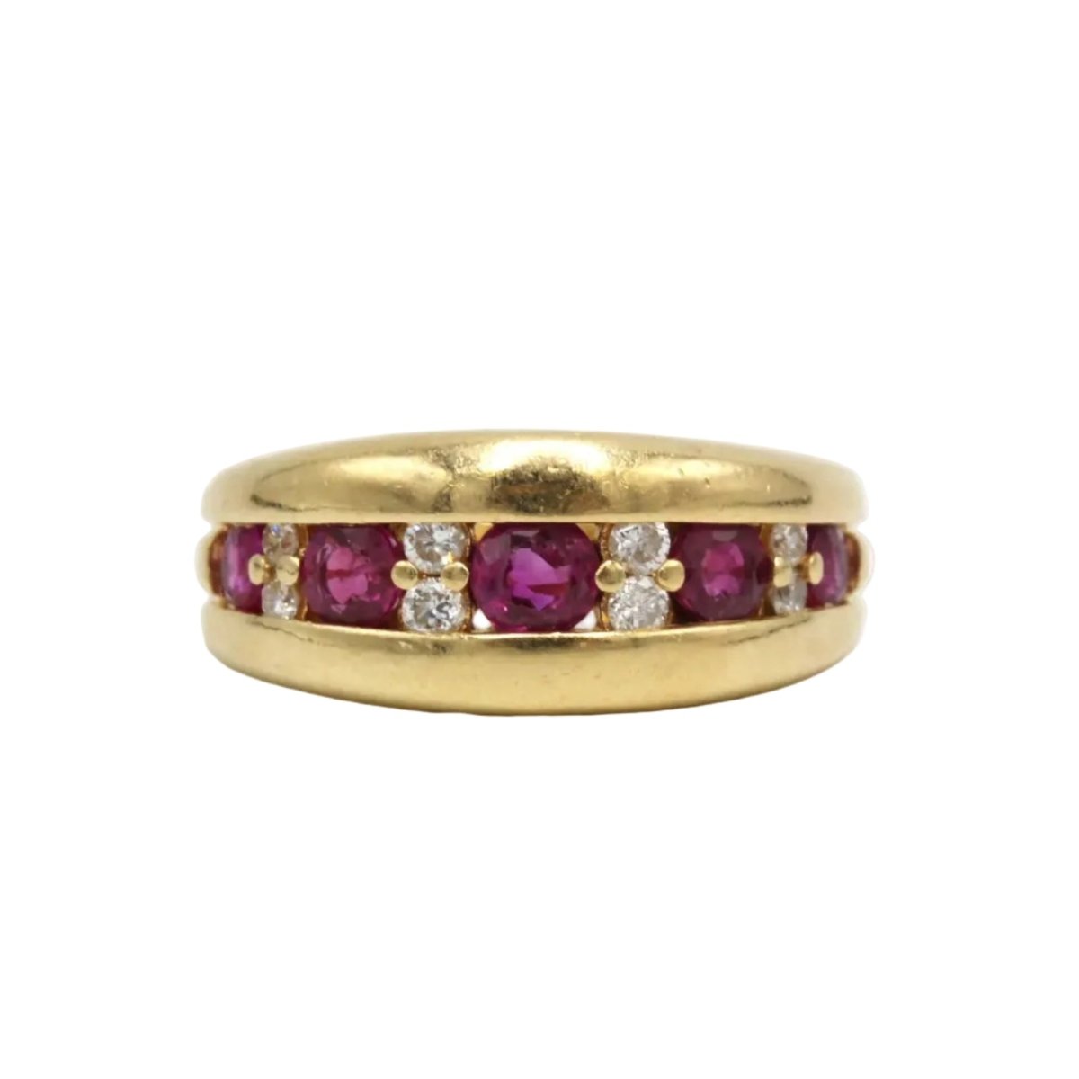 Bague Bandeau en or jaune, rubis et diamants - Castafiore