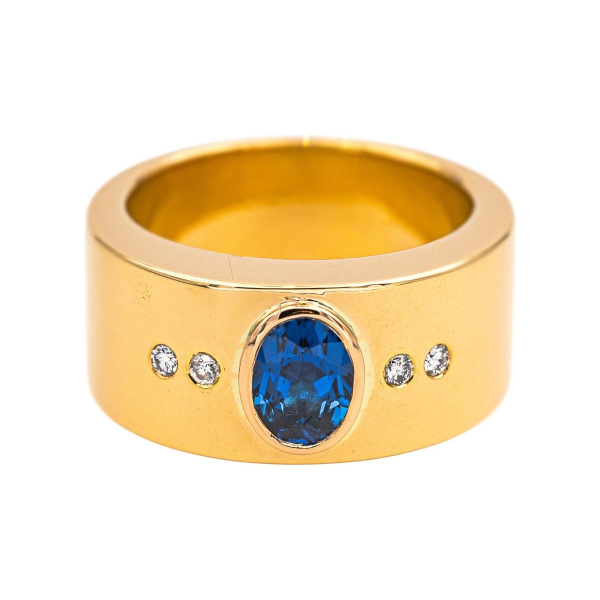 Bague Bandeau en or jaune, saphir et diamants - Castafiore