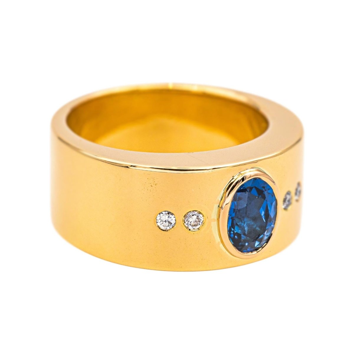 Bague Bandeau en or jaune, saphir et diamants - Castafiore