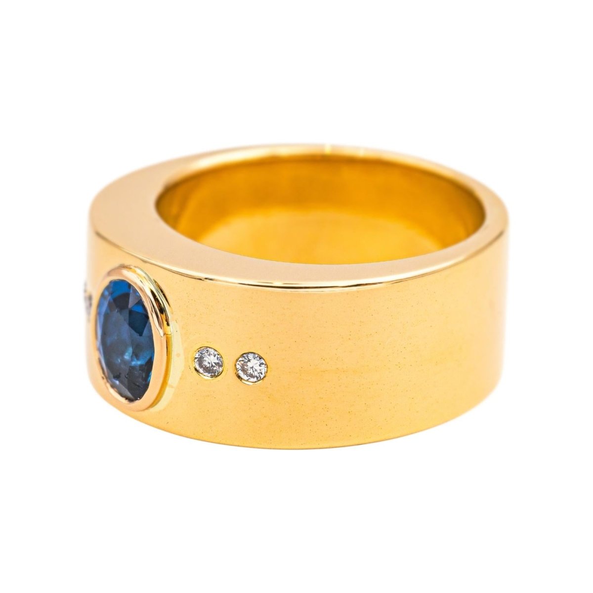 Bague Bandeau en or jaune, saphir et diamants - Castafiore