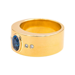 Bague Bandeau en or jaune, saphir et diamants - Castafiore