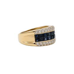 Bague Bandeau en or jaune, saphirs et diamants - Castafiore
