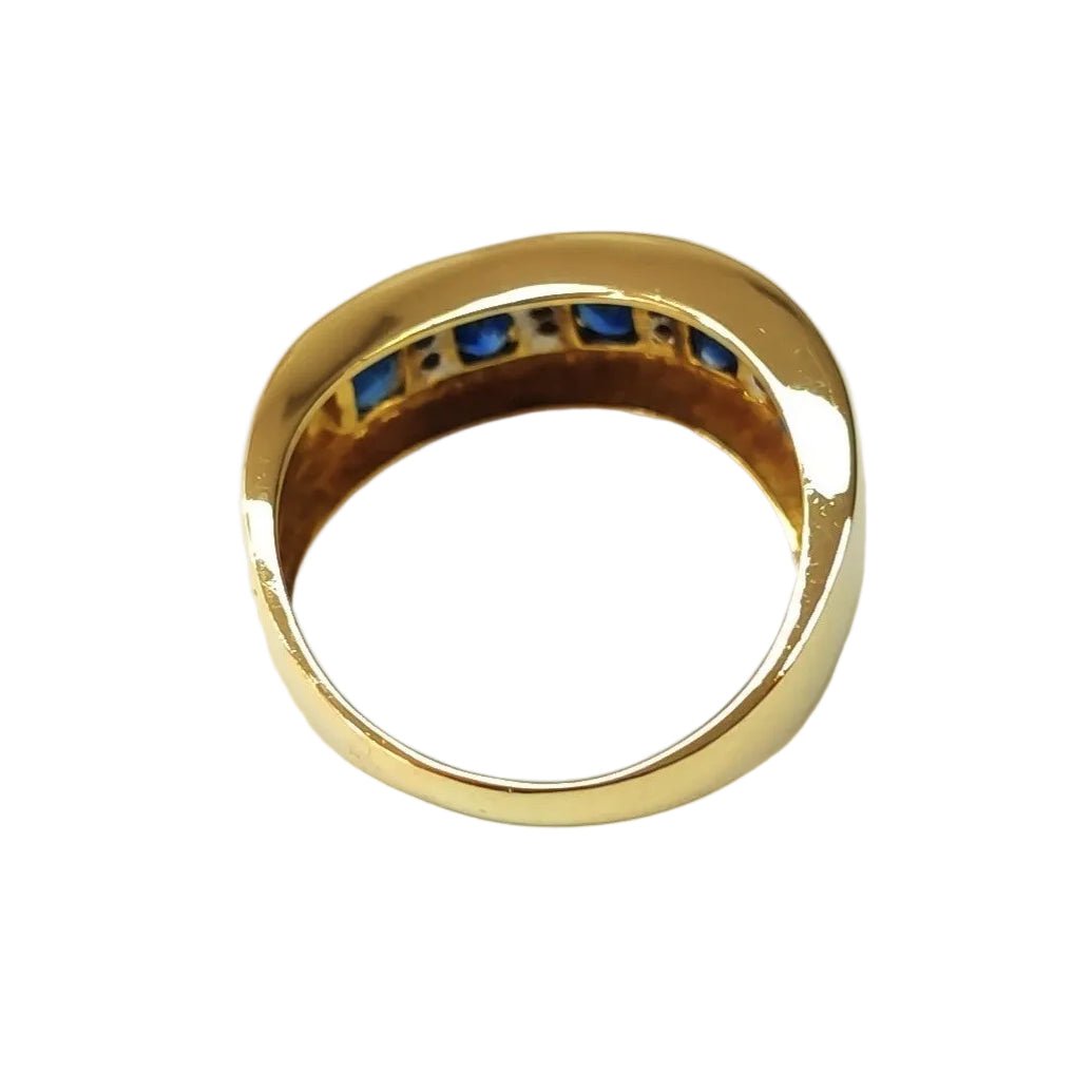 Bague Bandeau en or jaune, saphirs et diamants - Castafiore