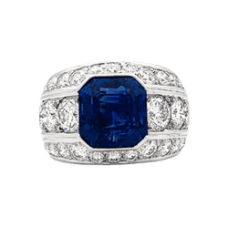 Bague Bandeau en platine, saphir et diamants - Castafiore