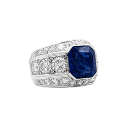 Bague Bandeau en platine, saphir et diamants - Castafiore