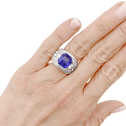 Bague Bandeau en platine, saphir et diamants - Castafiore