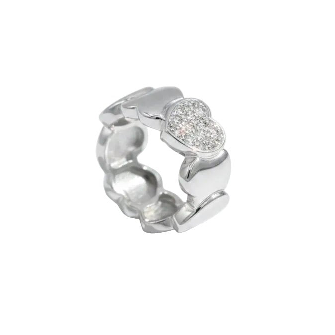 Bague Bandeau FRED "Coeurs" en or blanc et diamants - Castafiore