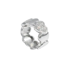 Bague Bandeau FRED "Coeurs" en or blanc et diamants - Castafiore