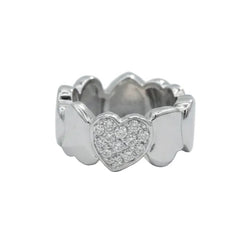 Bague Bandeau FRED "Coeurs" en or blanc et diamants - Castafiore