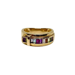 Bague Bandeau GUY LAROCHE "Ceinture" en or jaune, améthyste, topazes, péridots et citrines - Castafiore