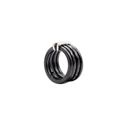 Bague Bandeau GUY LAROCHE en or blanc, céramique et diamants - Castafiore