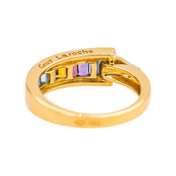 Bague Bandeau GUY LAROCHE en or jaune, améthyste, citrine, grenat, péridot et topaze - Castafiore