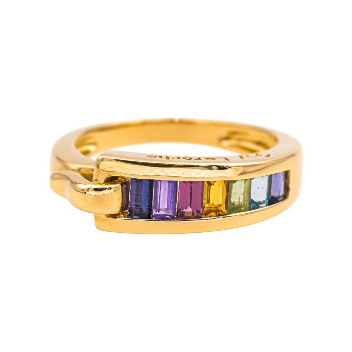 Bague Bandeau GUY LAROCHE en or jaune, améthyste, citrine, grenat, péridot et topaze - Castafiore