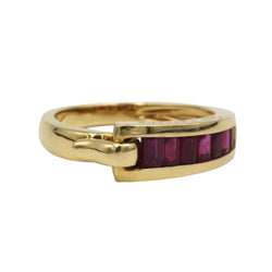 Bague Bandeau GUY LAROCHE en or jaune et rubis - Castafiore