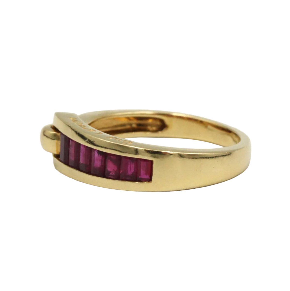Bague Bandeau GUY LAROCHE en or jaune et rubis - Castafiore