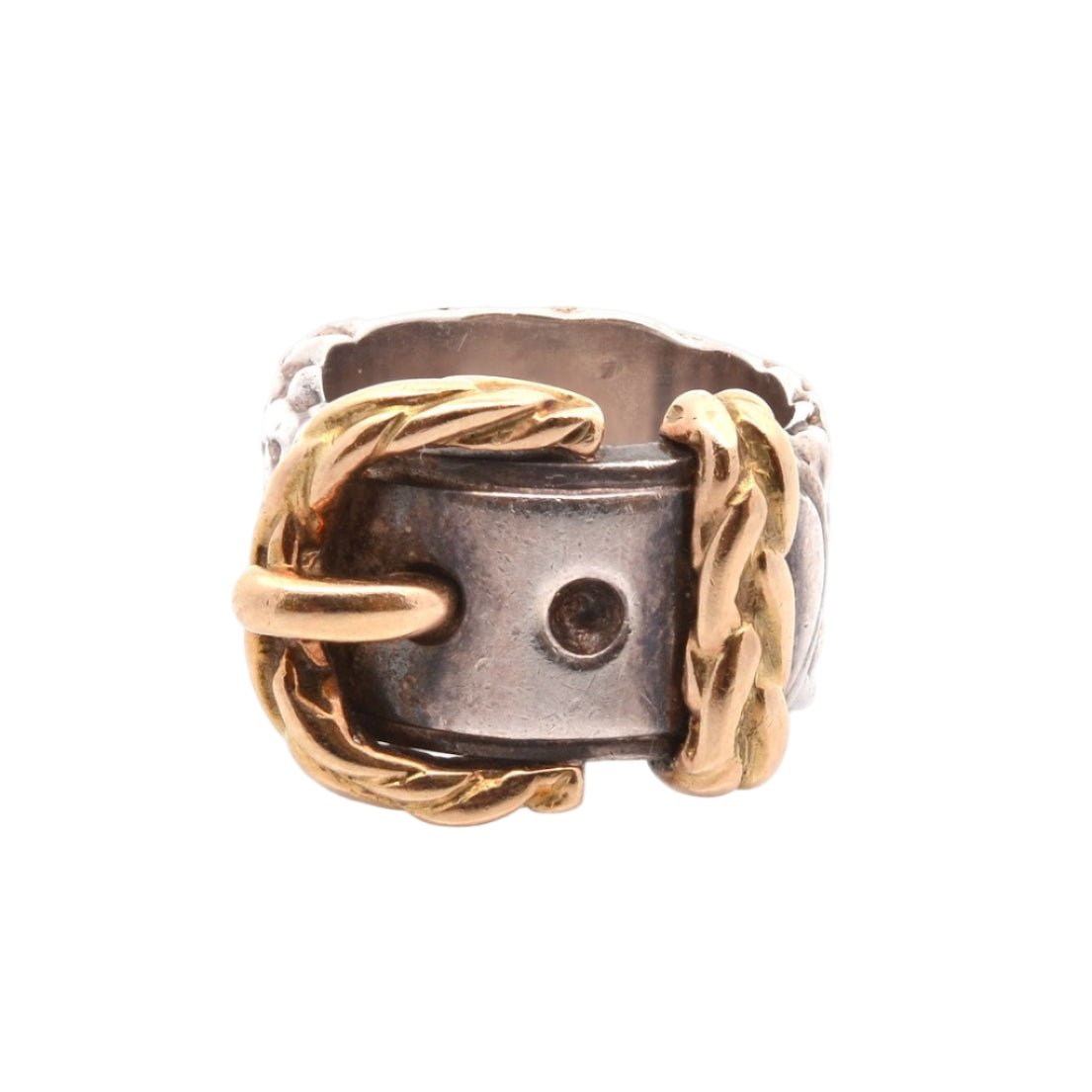 Bague Bandeau HERMÈS en or jaune et argent - Castafiore