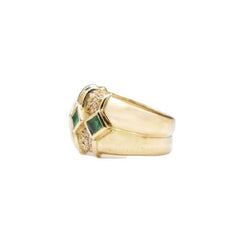 Bague Bandeau KOKIS en or jaune, émeraudes et diamants - Castafiore