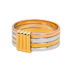 Bague Bandeau MAUBOUSSIN "Élégance française" en or blanc, or jaune et or rose - Castafiore
