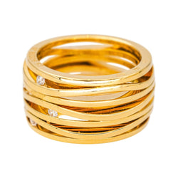 Bague Bandeau OMEGA "Ladymatic" en or jaune et diamants - Castafiore