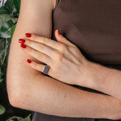 Bague Bandeau Or blanc Saphir - Castafiore