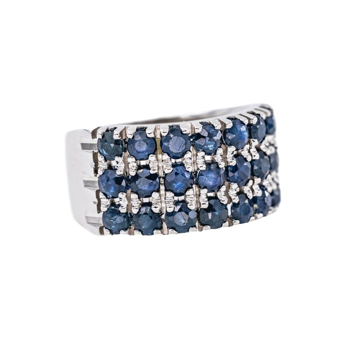 Bague Bandeau Or blanc Saphir - Castafiore