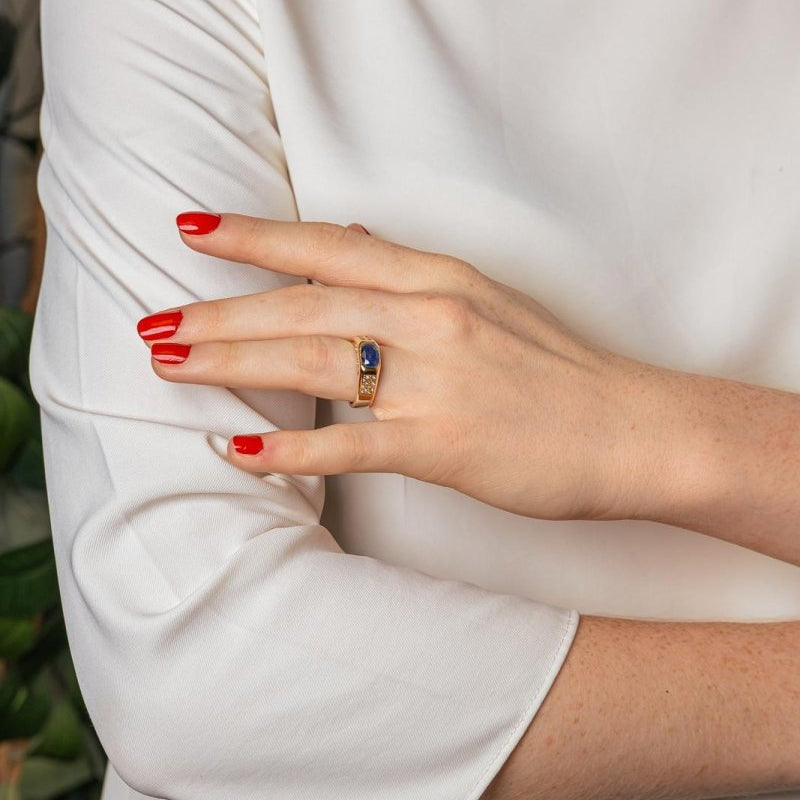 Bague Bandeau Or jaune Saphir - Castafiore