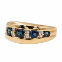 Bague Bandeau Or jaune Saphir - Castafiore