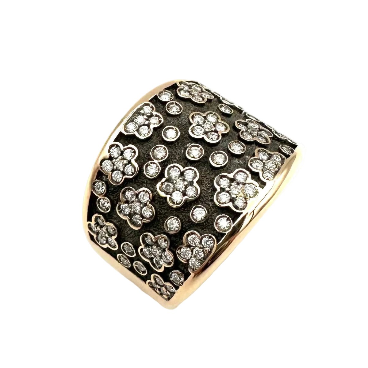 Bague Bandeau PASQUALE BRUNI "Ricami" en or rose, or noir et diamants - Castafiore