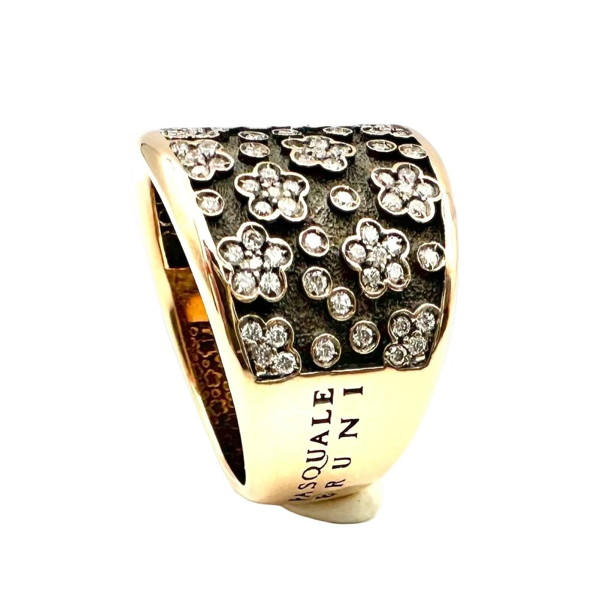 Bague Bandeau PASQUALE BRUNI "Ricami" en or rose, or noir et diamants - Castafiore
