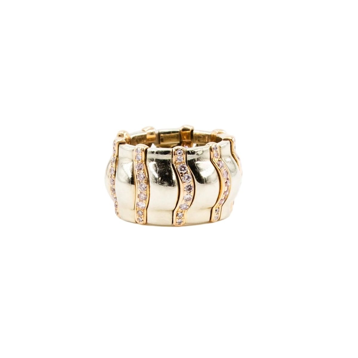 Bague Bandeau PIAGET en or blanc, or rose, saphirs roses et diamants - Castafiore