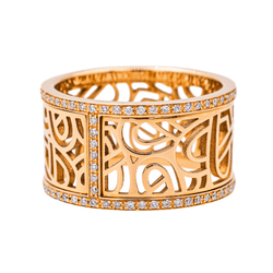 Bague Bandeau POIRAY "Coeur Fil" en or rose et diamants - Castafiore