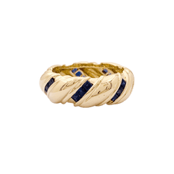 Bague Bandeau POIRAY en or jaune et saphirs - Castafiore