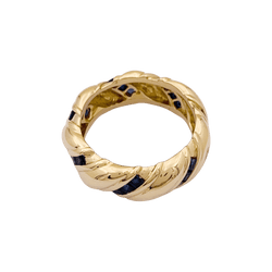 Bague Bandeau POIRAY en or jaune et saphirs - Castafiore