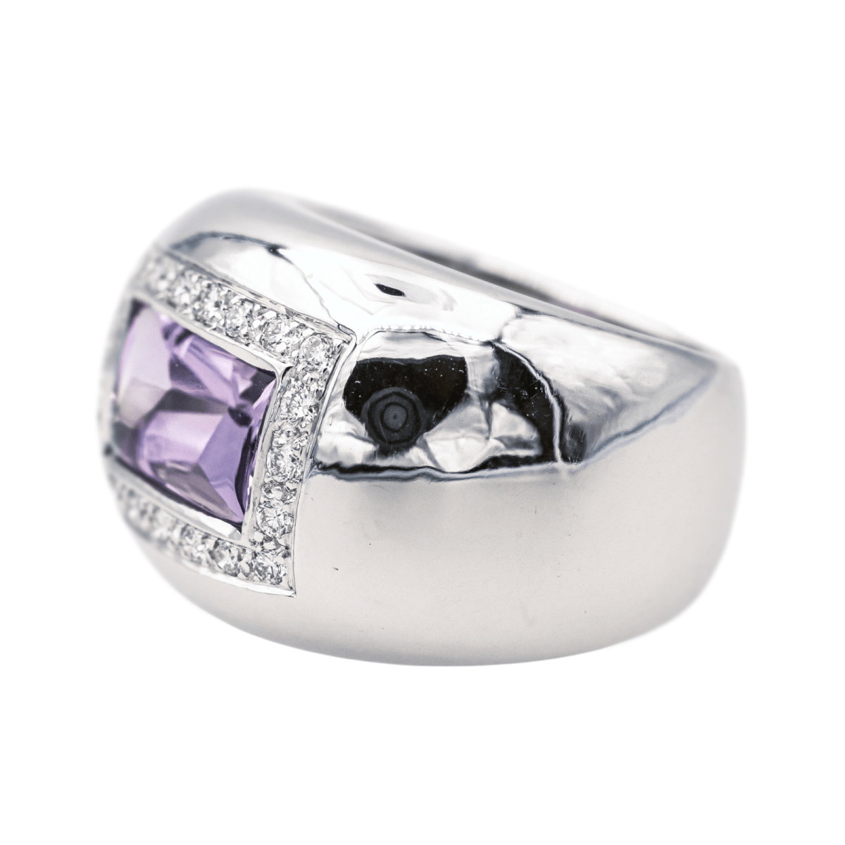 Bague Bandeau POIRAY "Thessalie" en or blanc, améthyste et diamants - Castafiore