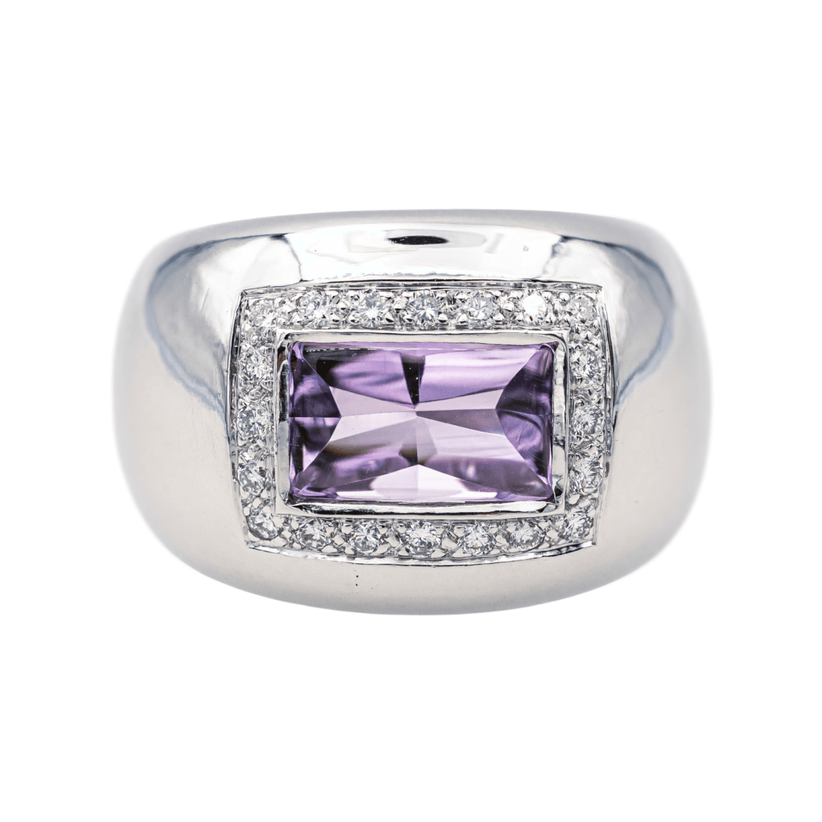 Bague Bandeau POIRAY "Thessalie" en or blanc, améthyste et diamants - Castafiore