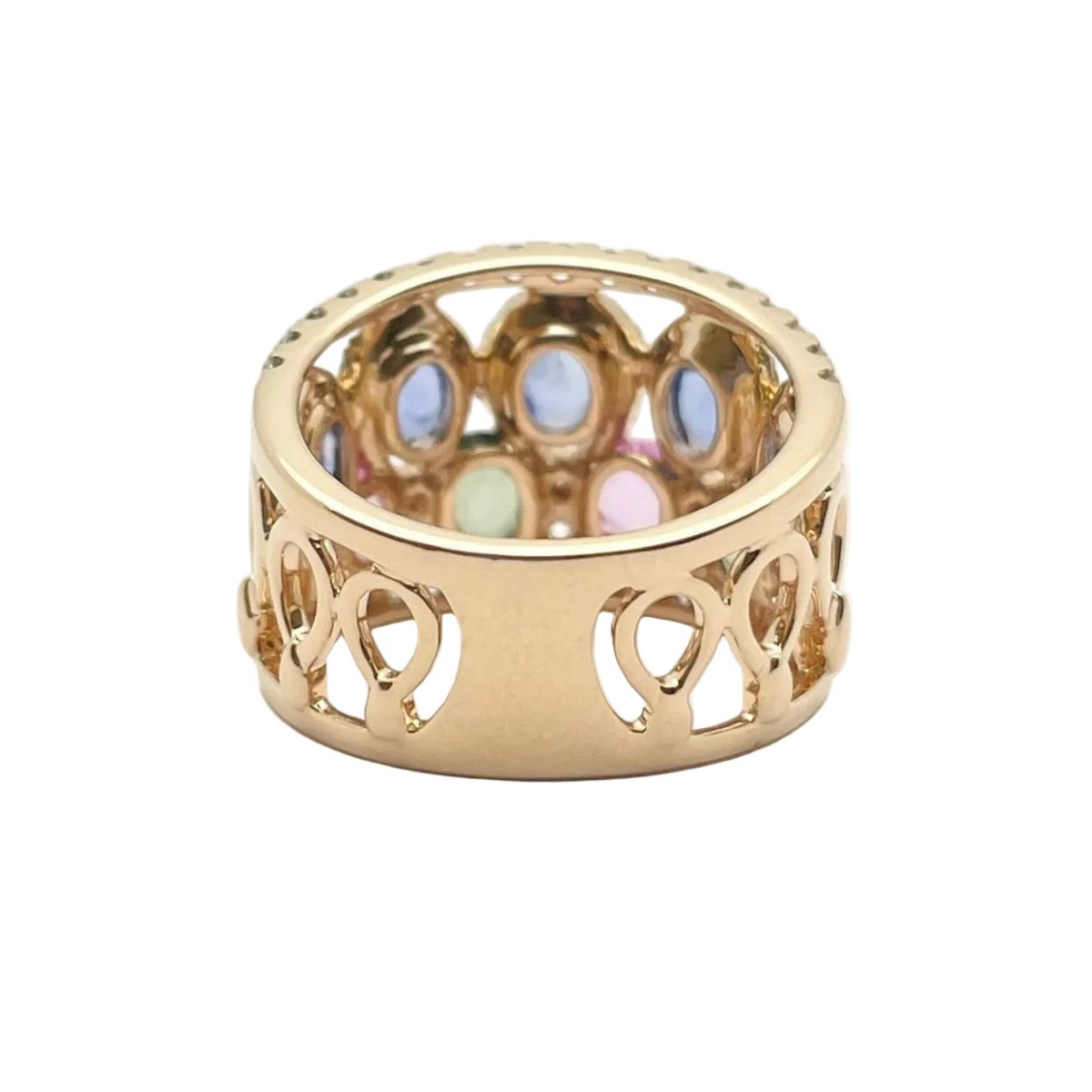 Bague Bandeau ROCCA en or rose, saphirs et diamants - Castafiore
