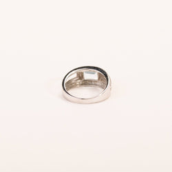 Bague Bandeau topaze taille émeraude et diamants en or blanc - Castafiore