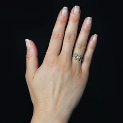Bague BELLE EPOQUE Perle fine diamants en or jaune et platine - Castafiore