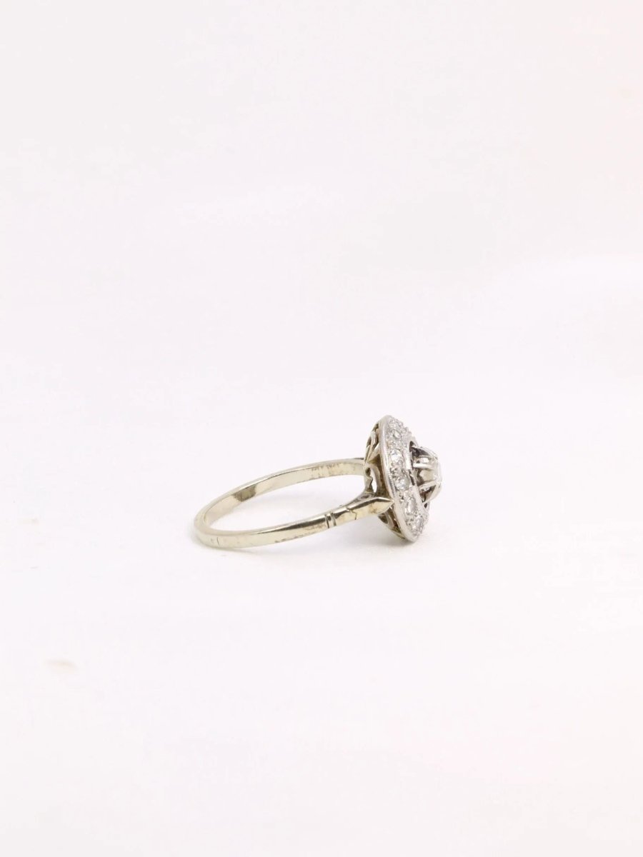Bague Belle Epoque ronde diamants taille ancienne - Castafiore